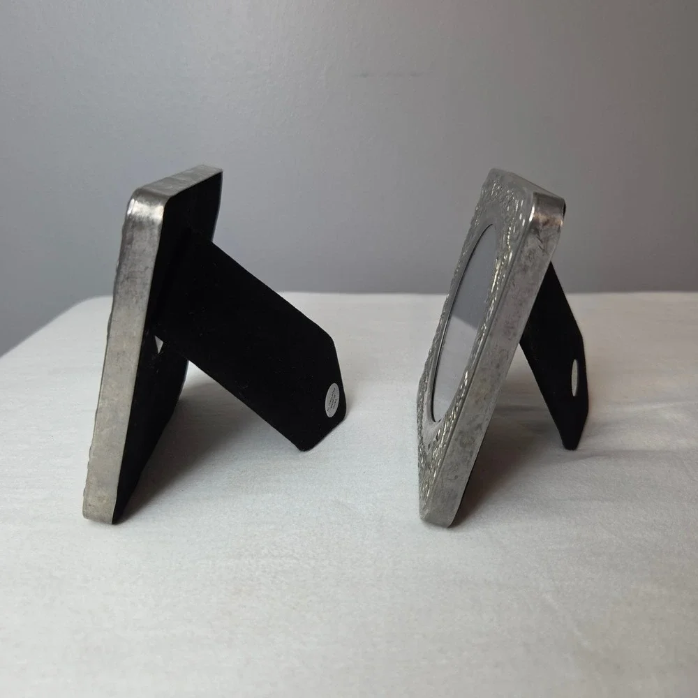 International Silver Company Silver Plated 3x3 Picture Frames Bows Set of 2